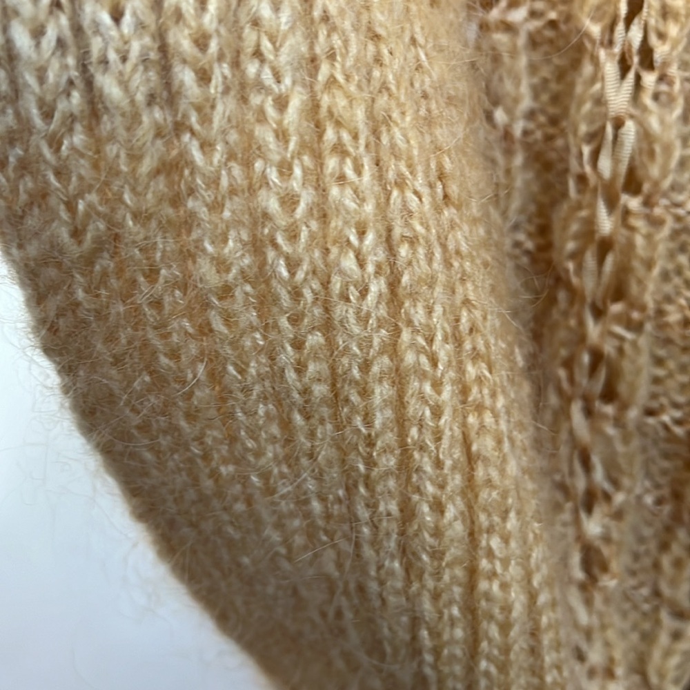 Alexa Grace Gold Wool & Mohair Blend Cardigan ribbon & pearl details Size Medium - Picture 10 of 17